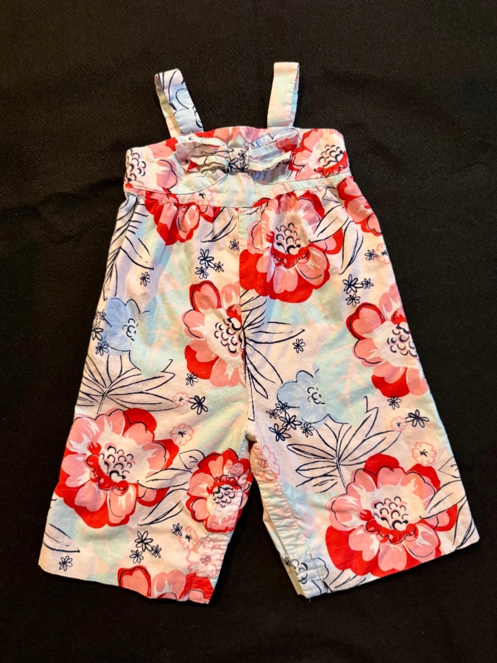 Janie and Jack Girl's 12-18 months Pink/red/blue Cotton Overall Jumper Wide Leg